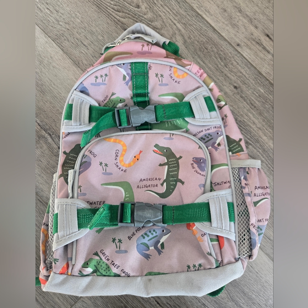 Pottery Barn Kids Pink and Green Reptile Backpack Mackenzie Girls